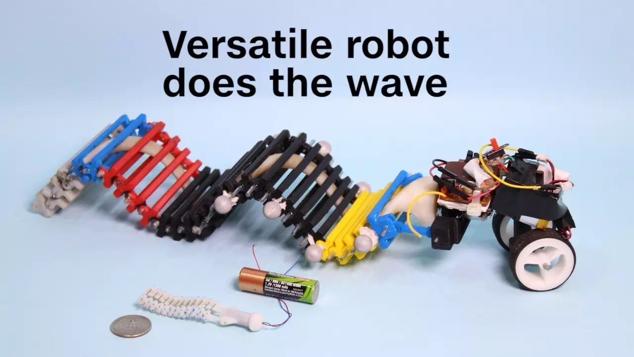 Make a wave! Watch how the little robot wriggles forward.